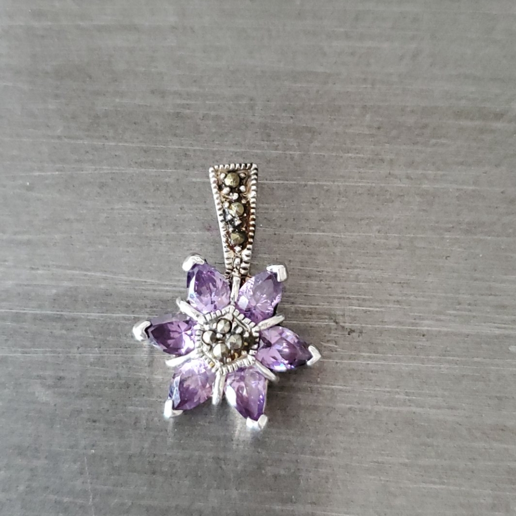 Sterling Silver And Amethysts Pendant